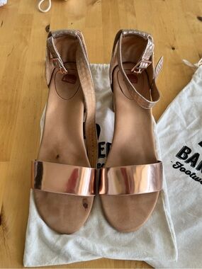 Bared Footwear Rose Gold Metallic Ankle Strap Sandals